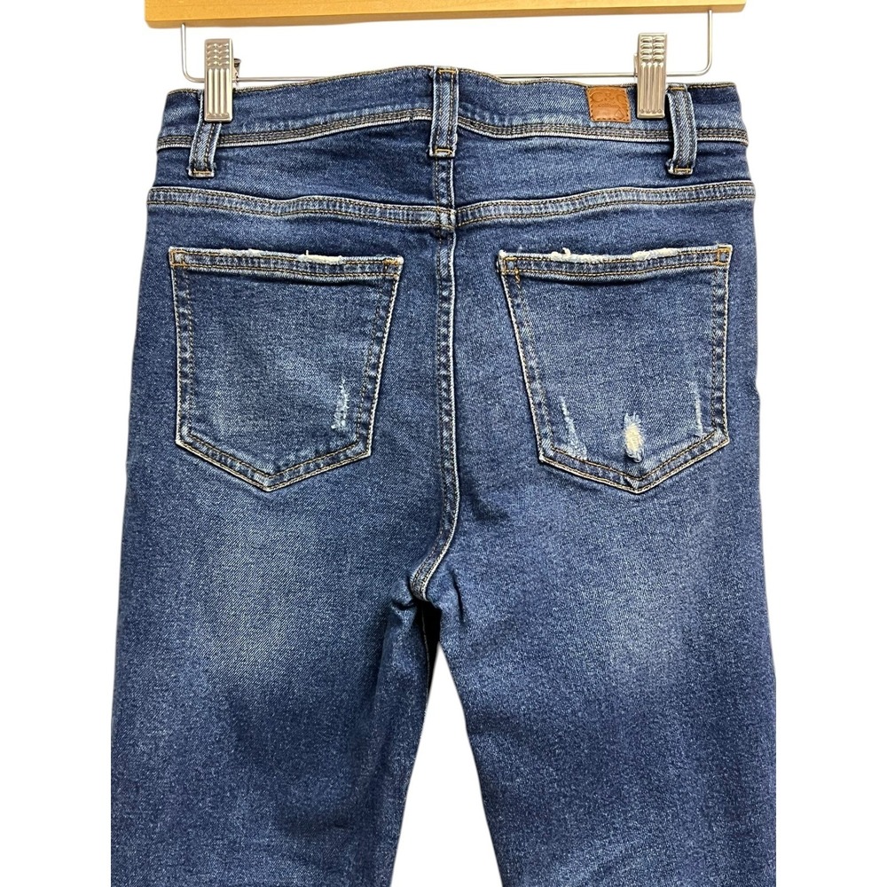 C&C California Skinny Jeans Womens 4/27 Blue Distressed High Rise Slit Edgy - Picture 8 of 10